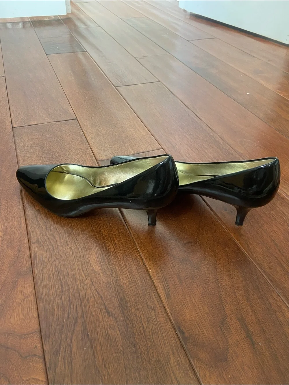 Joan & David Black Patent Pointed-Toe Pumps